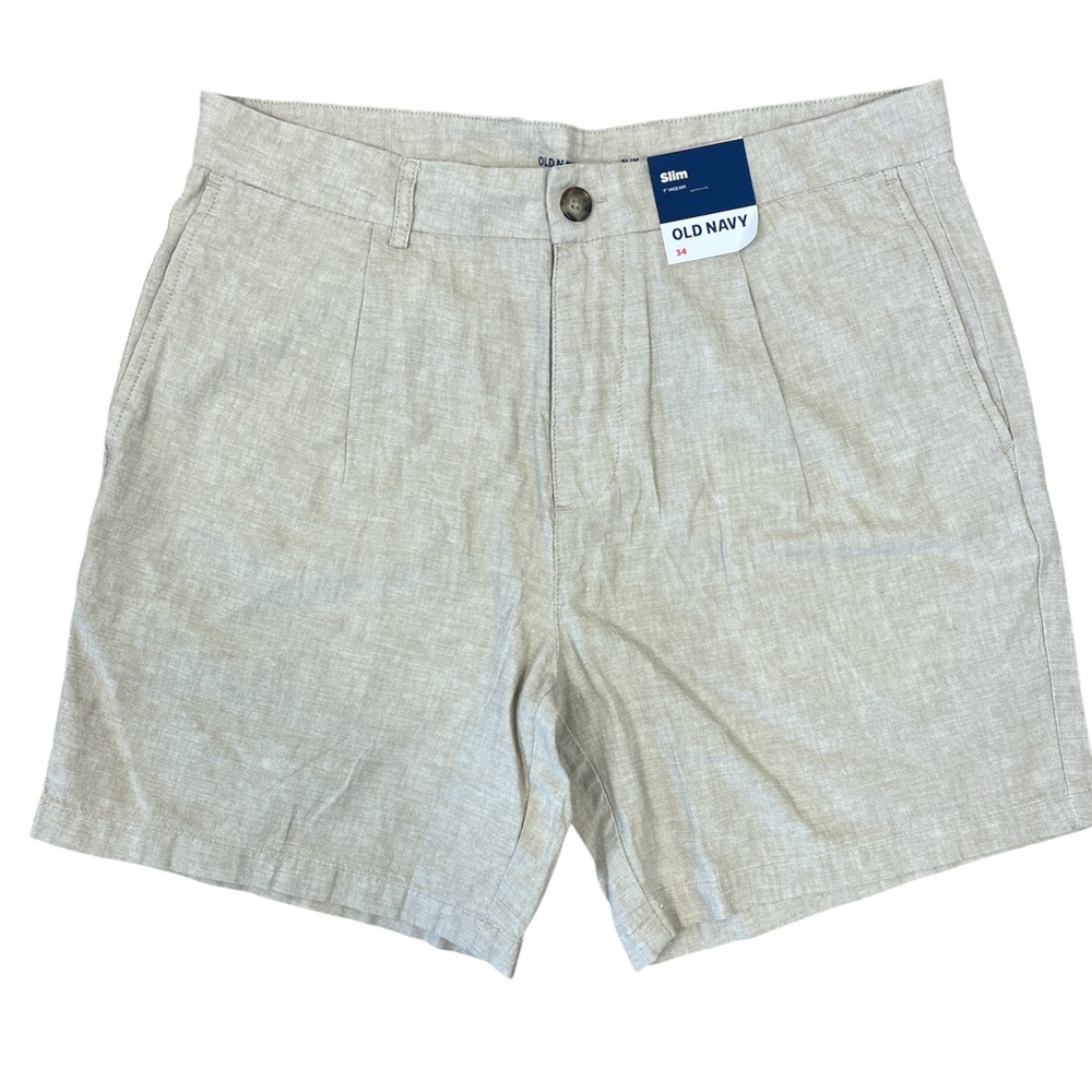 2 pc Old Navy Men’s linen slim shorts bundle inseam 7 inches size 34 - Picture 4 of 7